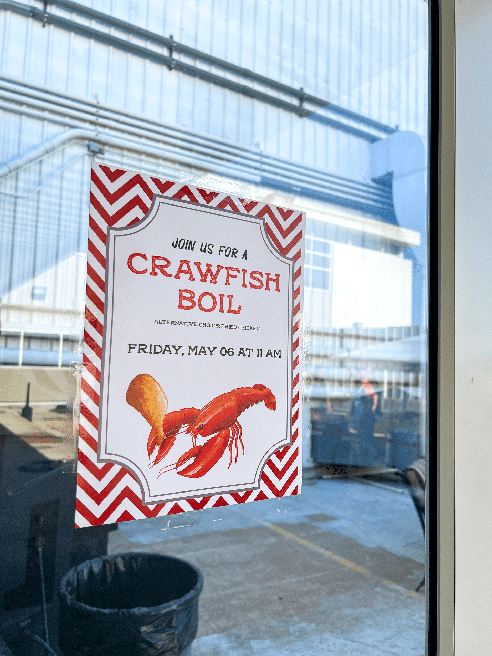 EPD crawfish boil poster on door