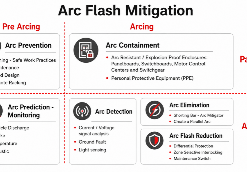 arc flash mitigation strategies infographic